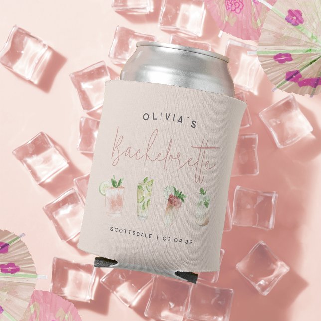 Enfriador De Latas Cocktails acuarela Bachelorette personalizada (Subido por el creador)