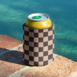 Enfriador De Latas Coffee Brown Checkerboard