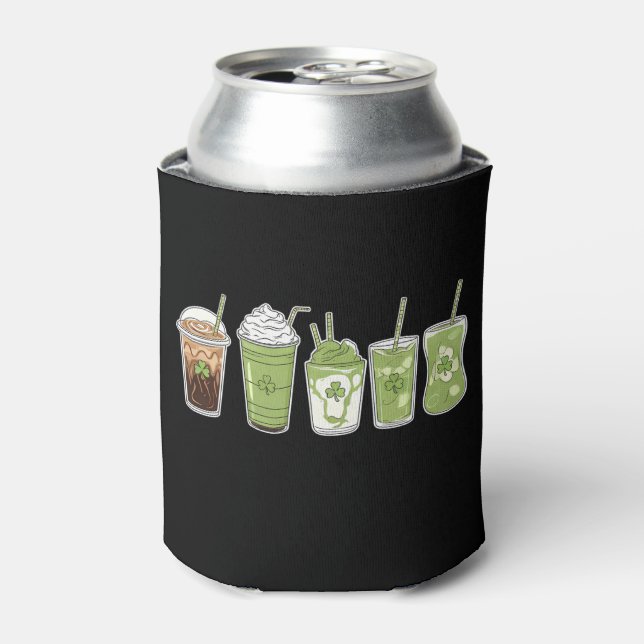 Enfriador De Latas Coffee Latte Green Cute Irish St Patrick's Day (Lata Anverso)