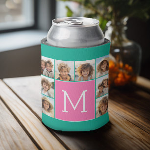 Enfriador De Latas Colage de 8 fotos con monograma en Instagram de co