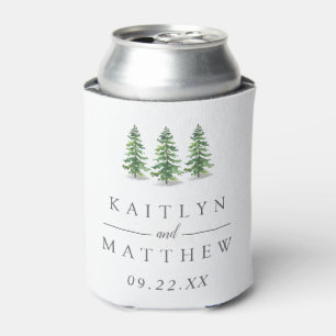Enfriador De Latas Colección de Bodas del bosque de pinos acuarela