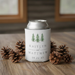 Enfriador De Latas Colección de Bodas del bosque de pinos acuarela