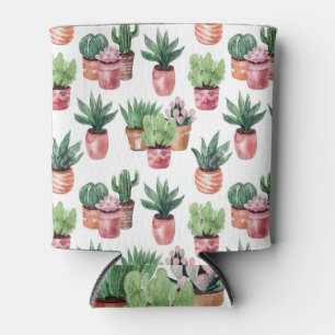 Enfriador De Latas Colección de cactus en ollas, acuarela.