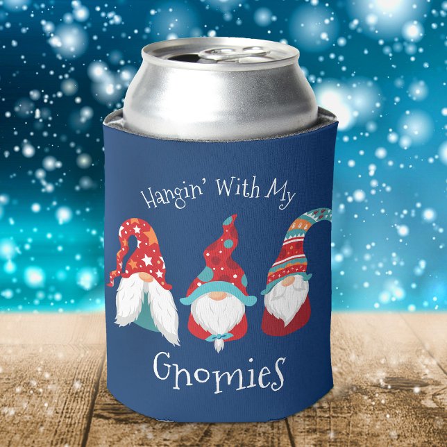Enfriador De Latas Colgando con mis Gnomies Blue Funny Holiday Modern (Subido por el creador)
