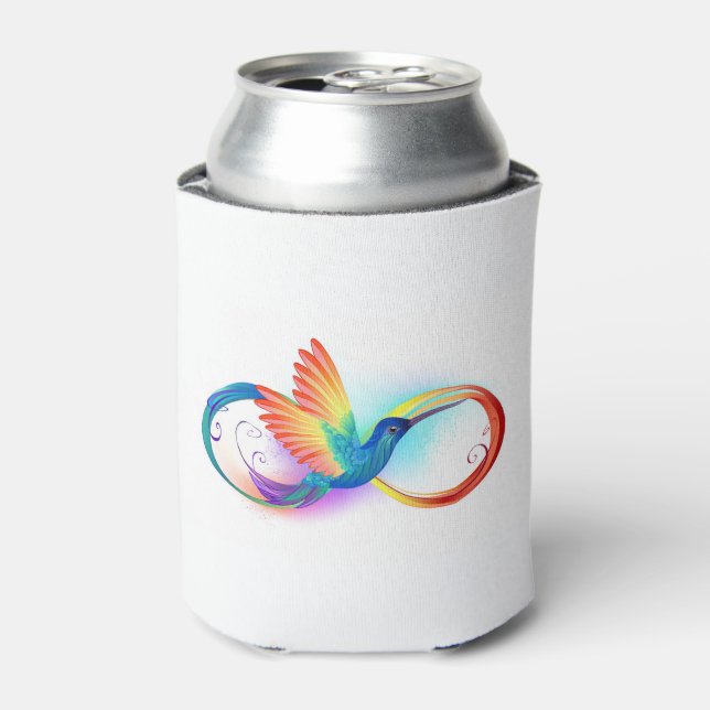 Enfriador De Latas Colibrí arcoiris con símbolo Infinity (Lata Anverso)