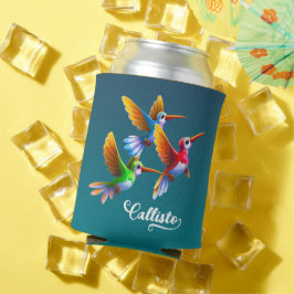 Enfriador De Latas Colibríes coloridos en vuelo