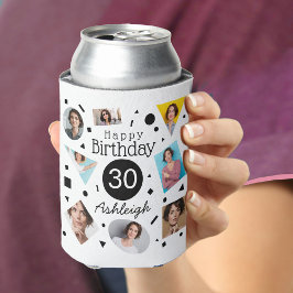 Enfriador De Latas Collage de fotos Confetti Nombre 30 cumpleaños