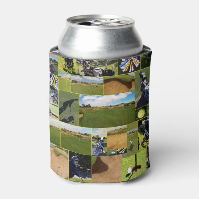 Enfriador De Latas Collage de fotos de golf, (Lata Anverso)