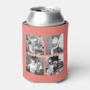 Enfriador De Latas Collage de fotos de Instagram con 4 fotos - coral