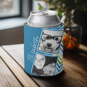 Enfriador De Latas Collage de fotos de Instagram con chevrones colori