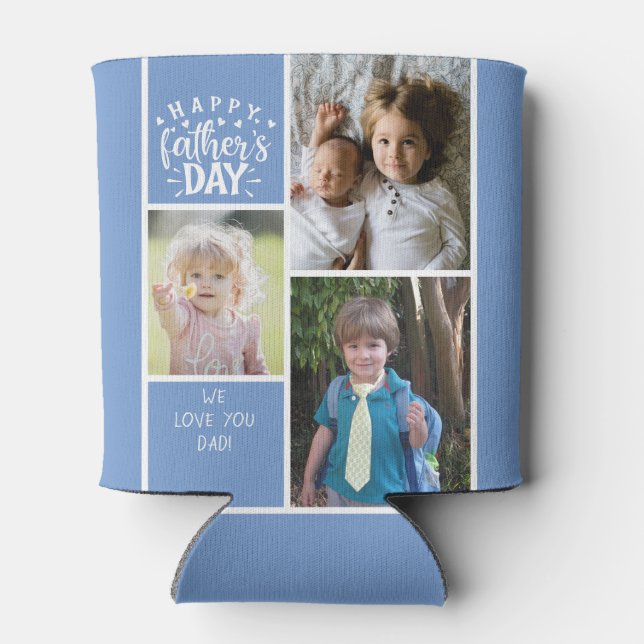 Enfriador De Latas Collage de fotos Feliz Día del Padre (Reverso)