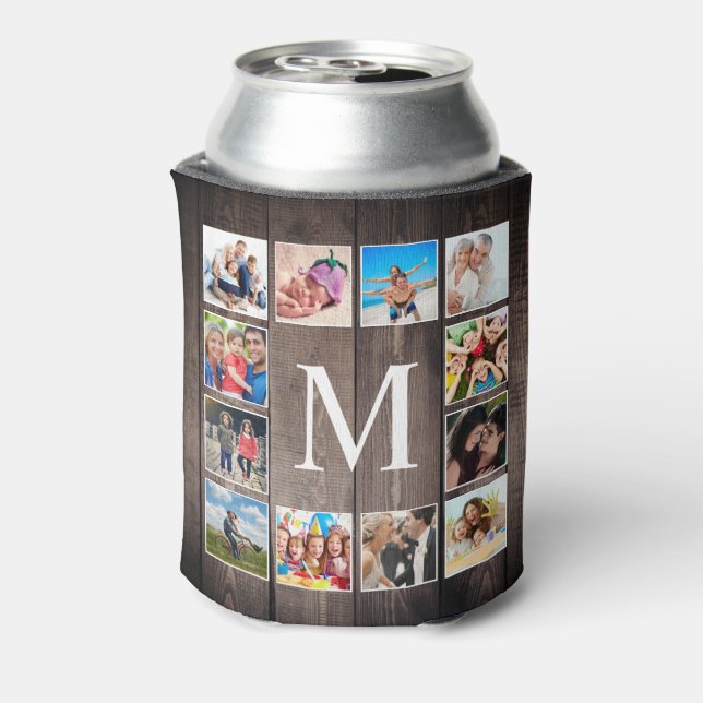 Enfriador De Latas Collage de fotos personalizado Familia Rustic Farm (Reverso de la lata)