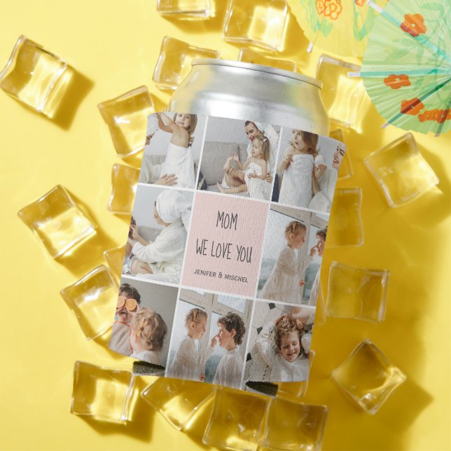 Enfriador De Latas Collage Photo Mom Te Ama Mejor Regalo De Madre (Verano in situ)