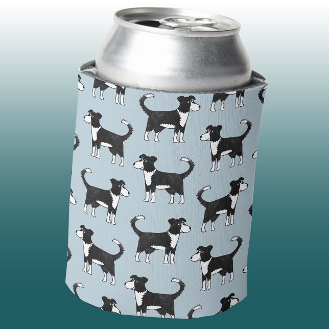Enfriador De Latas Collie Dog de la frontera galesa (Fun Welsh Border Collie Sheepdog pattern can cooler)