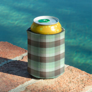 Enfriador De Latas Color Block Plaid de rayas de chocolate con menta 