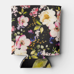 Enfriador De Latas Color de agua rosa Rozas amarillas fondo negro