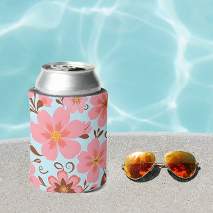 Enfriador De Latas Color Floral Rosa - Flores Pastel Vibes-Retro