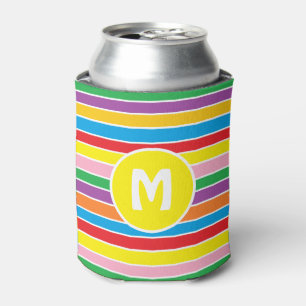 Enfriador De Latas Colores brillantes arcoíris rayado monogramado