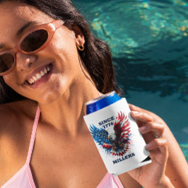 Enfriador De Latas Colores patrióticos personalizados Águila audaz de