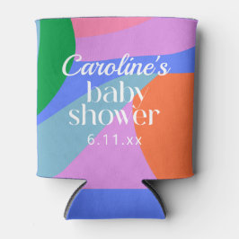 Enfriador De Latas Colorful Baby Shower Abstract Waves Modern Custom