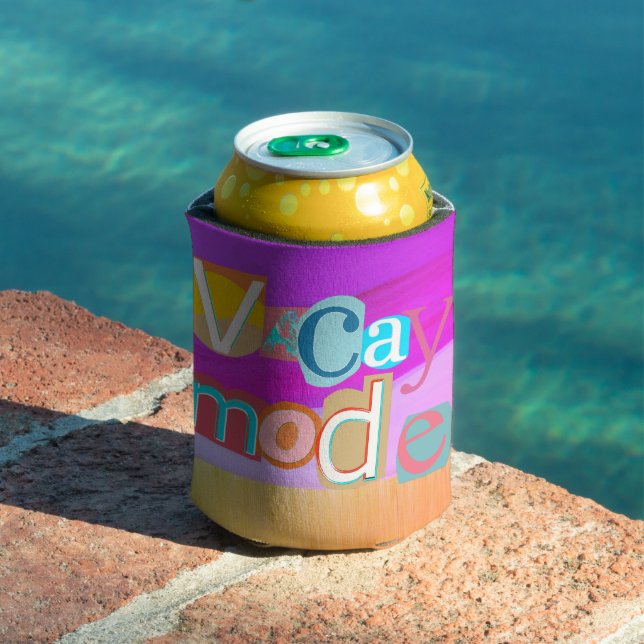 Enfriador De Latas Colorful Unique Retro Vacay Mode (Piscina in situ)