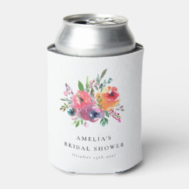 Enfriador De Latas Colorida acuarela Floral Bridal Shower Personaliza