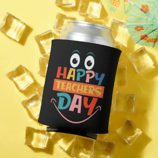 Enfriador De Latas Colorida cara divertida del Día del Maestro