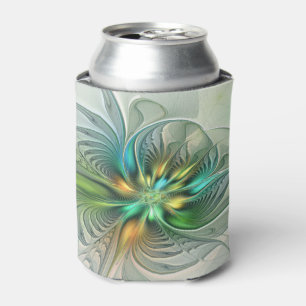 Enfriador De Latas Colorida Fantasía Moderna Abstracto Flor Fractal