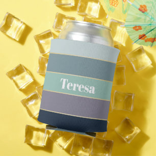 Enfriador De Latas Coloridas franjas de color morado-verde personaliz