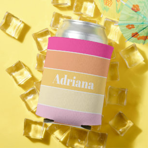 Enfriador De Latas Coloridas franjas de color rosa amarillo personali