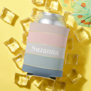 Enfriador De Latas Coloridas franjas de color rosa azul personalizado