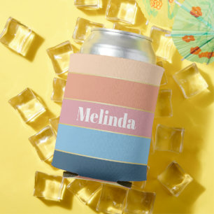 Enfriador De Latas Coloridas franjas de color rosa azul personalizado