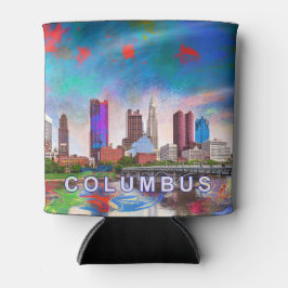 Enfriador De Latas Colorido Columbus Skyline Resumen de arte