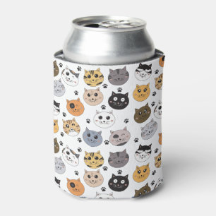 Enfriador De Latas Colorido Cute Funny Cats & Paw Pattern