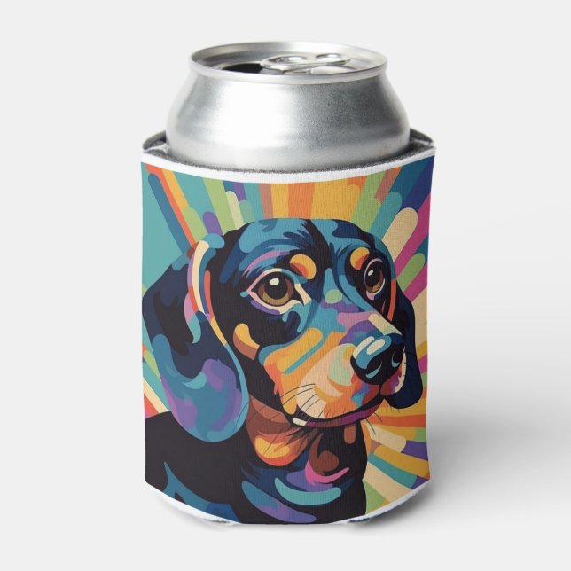 Enfriador De Latas Colorido Dachshund #1 (Lata Anverso)