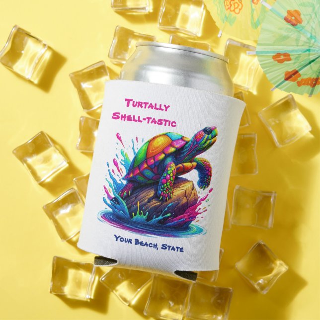 Enfriador De Latas Colorido Esplash de tortuga (Verano in situ)