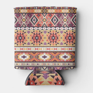 Enfriador De Latas Colorido estilo tribal, vibrante y sin fisuras.