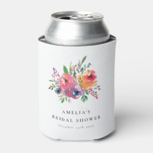 Enfriador De Latas Colorido floral de acuarela para despedida de solt