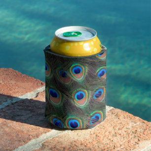 Enfriador De Latas Colorido Patrón De Pieza De Pavo Real