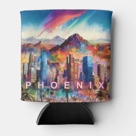 Enfriador De Latas Colorido Phoenix Skyline Resumen de arte