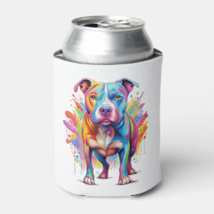 Enfriador De Latas Colorido Pop Art Pitbull Retrato Perro Lover Pullo