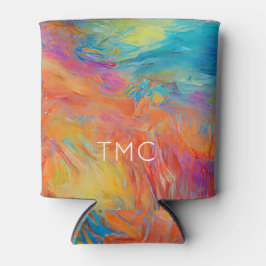 Enfriador De Latas Colorido Resumen de las Iniciales del Monograma de