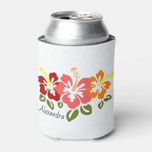 Enfriador De Latas Colorido trío hibiscus personalizado