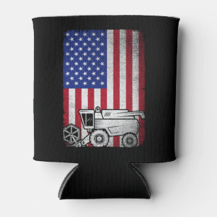 Enfriador De Latas Combina Cosechadora Bandera Americana Agricultura 