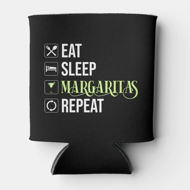 Enfriador De Latas Comer Sleep Margaritas Repetir (Anverso)