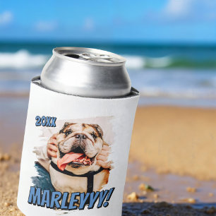 Enfriador De Latas Cómic moderno Mascota simple Personalizado Grunge