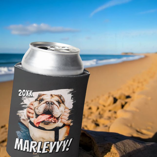 Enfriador De Latas Cómic moderno Mascota simple Personalizado Grunge (Subido por el creador)