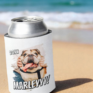 Enfriador De Latas Cómic moderno Mascota simple Personalizado Grunge