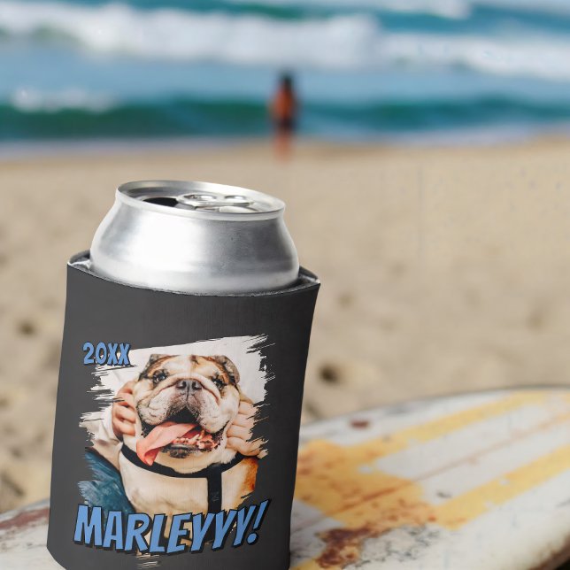 Enfriador De Latas Cómic moderno Mascota simple Personalizado Grunge (Subido por el creador)