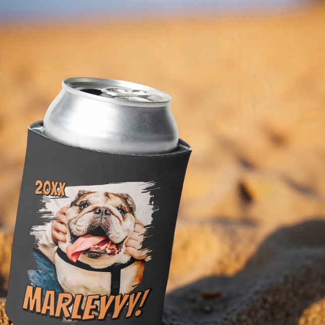 Enfriador De Latas Cómic moderno Mascota simple Personalizado Grunge (Subido por el creador)